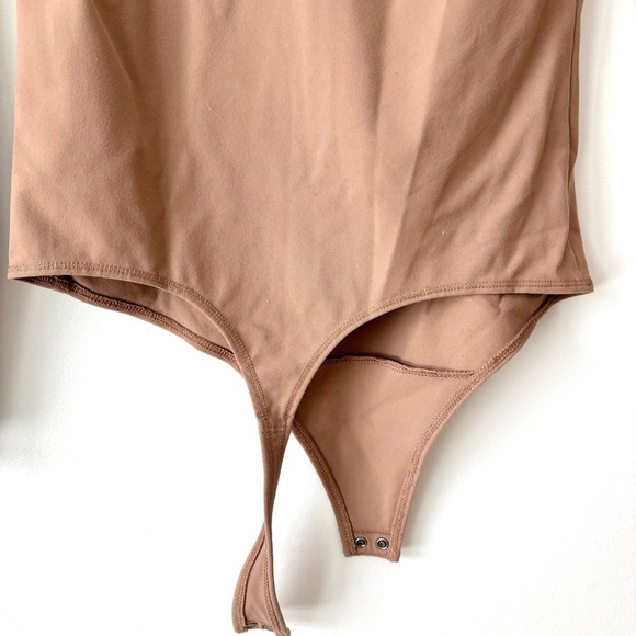 Abercrombie & Fitch Soft AF Collection Tan Brown Thong Bodysuit Scoop-neck - Picture 9 of 10